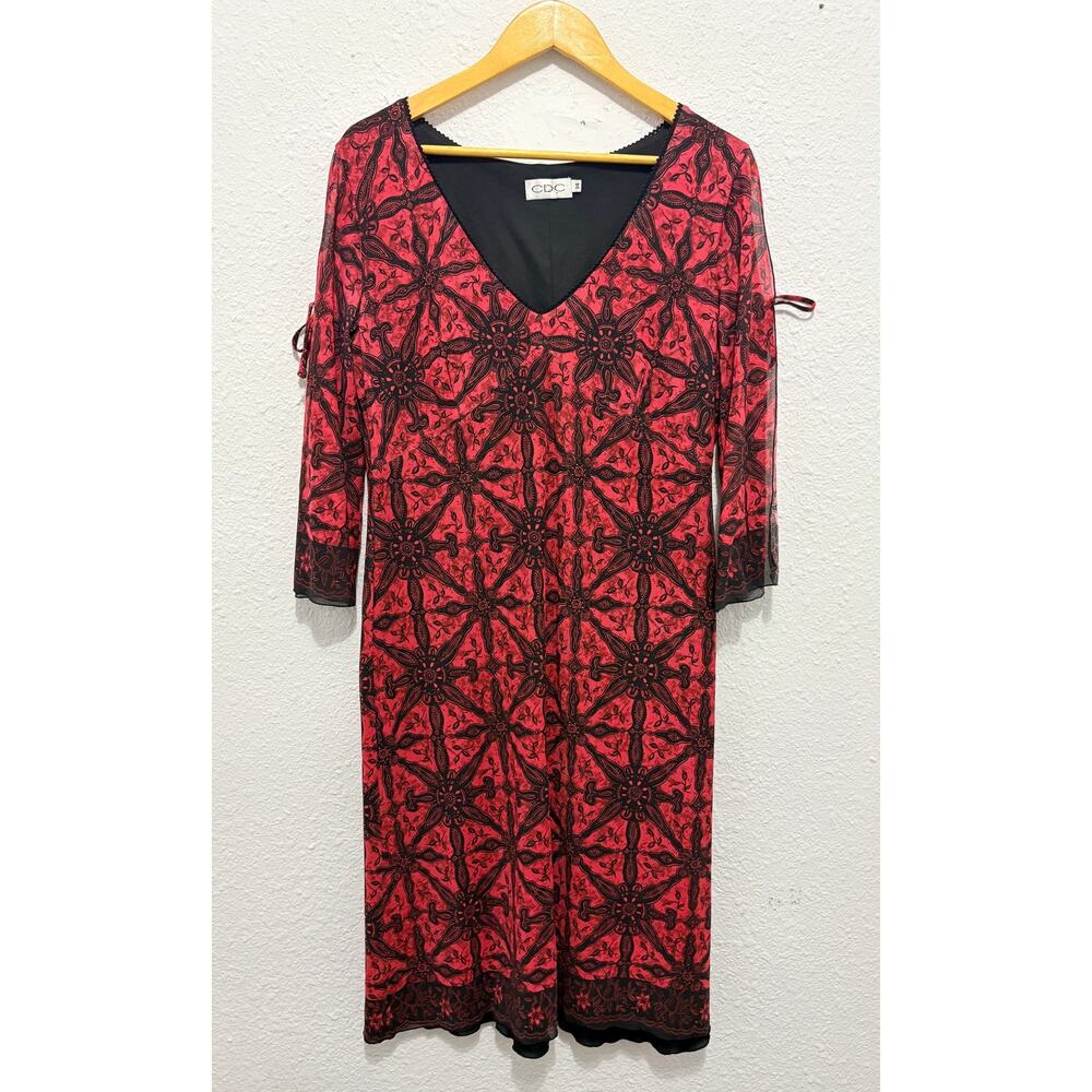 Vintage Y2K Midi Dress Red and Black Sz 14 Ren Faire Rennaisance Whimsygoth